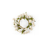 Cream Pompom w/Green Eva Leaves Candle Ring