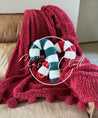 Red Candy Cane Sherpa Pillow