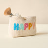 Cream Teddy Pouch - Happy