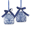 Blue & White Floral Print Ornaments