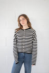 Piper Cardigan - Ivory & Black Striped