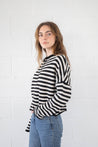 Piper Cardigan - Ivory & Black Striped