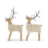 Resin Deer In Cream Sweaters w/Metal Antlers