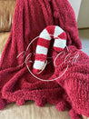 Red Candy Cane Sherpa Pillow