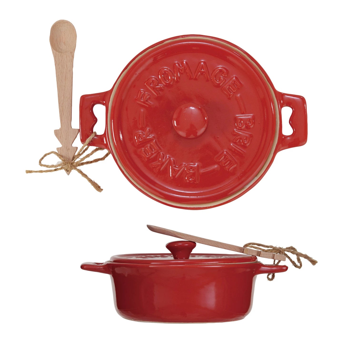 Brie Baker Spreader Set of 2 Red Ceramic Baking Dishes Brie Baker Spreader Set of 2 Red Ceramic Baking Dishes