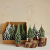 Faux Evergreen Trees with Natural Wood Slice Bases