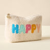 Cream Teddy Pouch - Happy