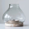 Hand-Blown Glass & Wood Hurricane