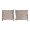 Woven Slub Pillow w/ Tufted Design & Tassels