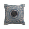 Blue Embroidered Pillow w/ Trim