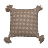 18'' Sq Cotton Crochet Pillow w/ Tassels - Natural