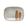 Reactive Glaze Stoneware Plate W/ Organic Orange Design