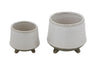 Stoneware Flower Pot with Feet, White - Little Red Barn Door